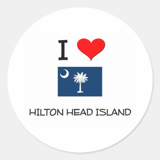 Pegatina Redonda Me encanta Hilton Head Island Carolina del Sur (Anverso)