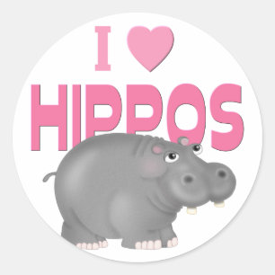 Pegatina Redonda Me encanta Hippos