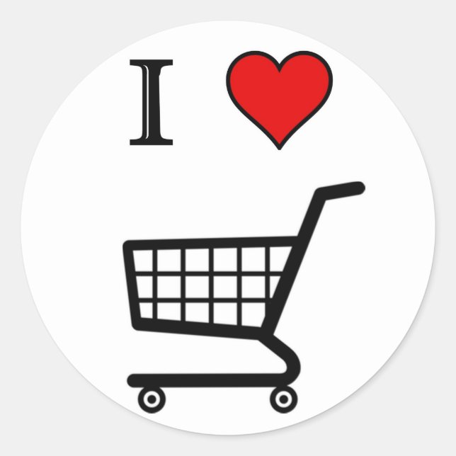 PEGATINA REDONDA ME ENCANTA IR DE COMPRAS (Anverso)