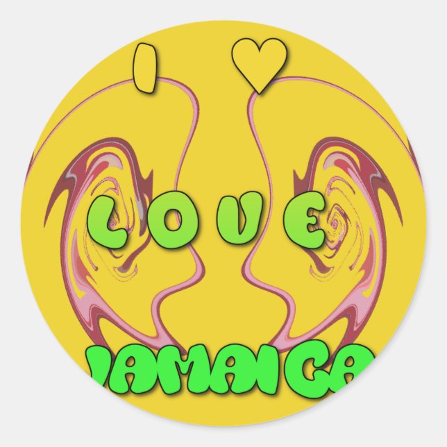 Pegatina Redonda Me encanta Jamaica.png (Anverso)