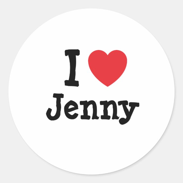 Pegatina Redonda Me encanta Jenny heart T-Shirt (Anverso)