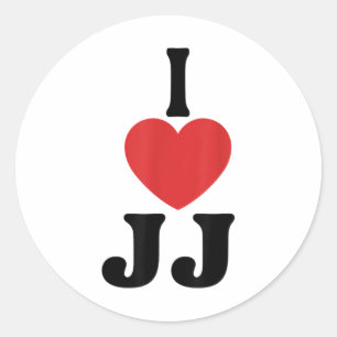 Pegatina Redonda Me Encanta Jj Heart Groovy Nombre Personalizado Jj