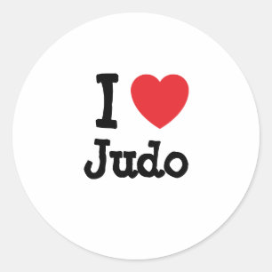 Pegatina Redonda Me encanta Judo corazón personalizado personaliza