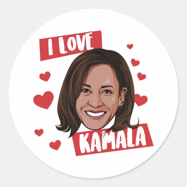 Pegatina Redonda Me encanta Kamala Harris 2020 (Anverso)