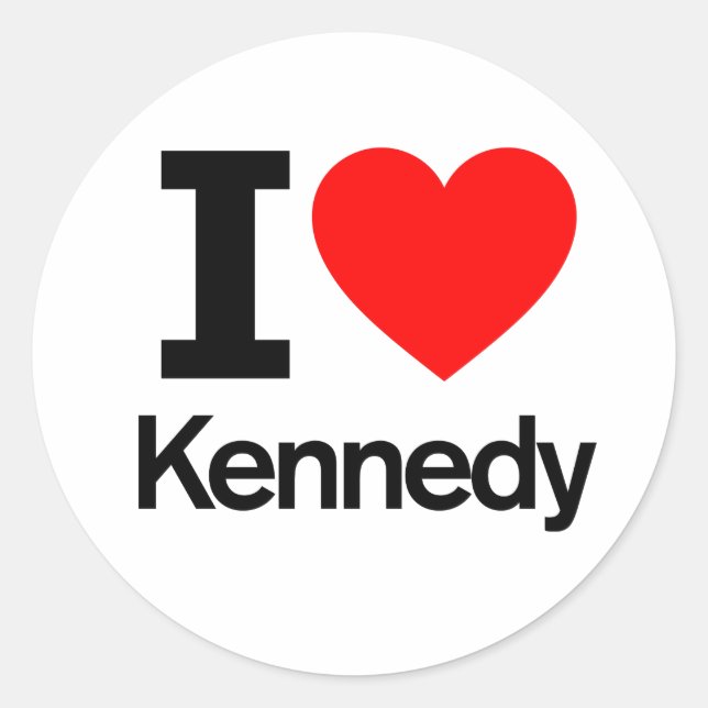 Pegatina Redonda Me encanta Kennedy (Anverso)
