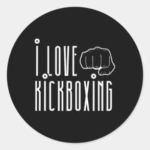 Pegatina Redonda Me encanta kickboxing Kickbox Kick Boxing Kickboxe