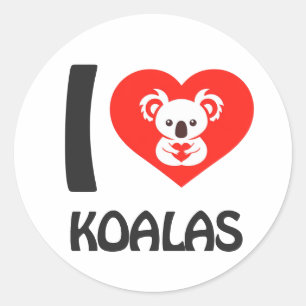 Pegatina Redonda Me encanta Koalas