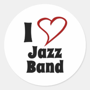 Pegatina Redonda Me encanta la banda de jazz