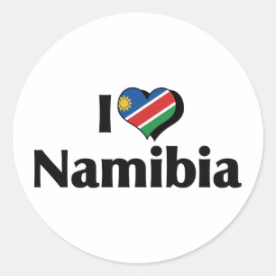 Pegatina Redonda Me encanta la bandera de Namibia