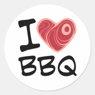 Pegatina Redonda Me encanta la barbacoa