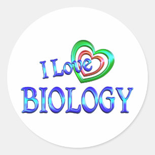 Pegatina Redonda Me encanta la biología
