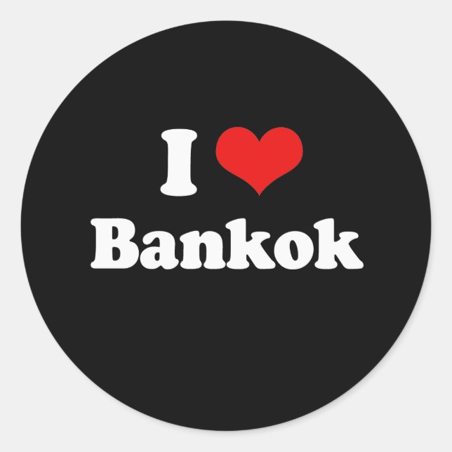 Pegatina Redonda Me encanta la camiseta blanca de Bangkok (Anverso)