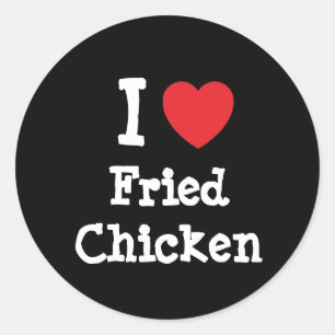 Pegatina Redonda Me encanta la camiseta con corazón de pollo frito