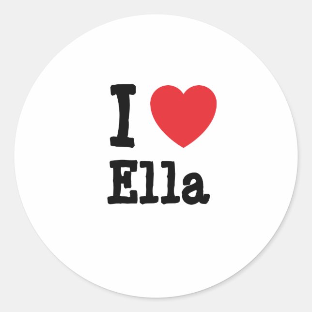 Pegatina Redonda Me encanta la camiseta de corazón de Ella (Anverso)