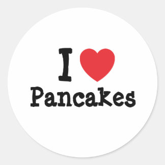 Pegatina Redonda Me encanta la camiseta de corazón de Pancakes