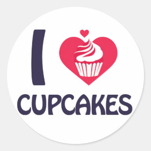 Pegatina Redonda Me encanta la camiseta de Cupcakes