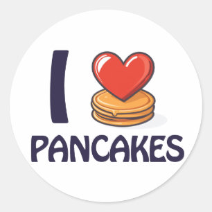 Pegatina Redonda Me encanta la camiseta de Pancakes