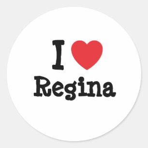 Pegatina Redonda Me encanta la camiseta de Regina