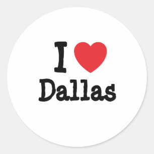 Pegatina Redonda Me encanta la camiseta del corazón de Dallas