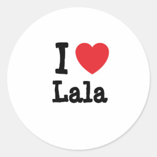 Pegatina Redonda Me encanta la camiseta del corazón de Lana
