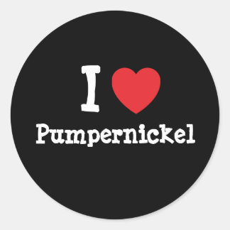 Pegatina Redonda Me encanta la camiseta del corazón de Pumpernickel
