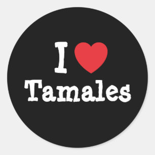 Pegatina Redonda Me encanta la camiseta del corazón de Tamales