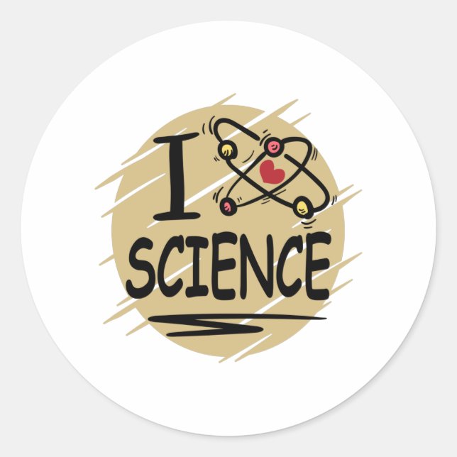 Pegatina Redonda Me encanta la ciencia (Anverso)