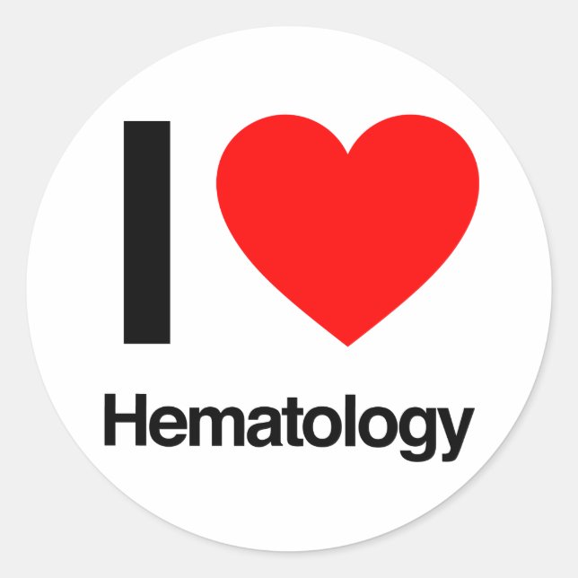 Pegatina Redonda me encanta la hematología (Anverso)