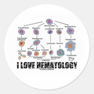 Pegatina Redonda Me Encanta La Hematología (Linaje De Células Sangr