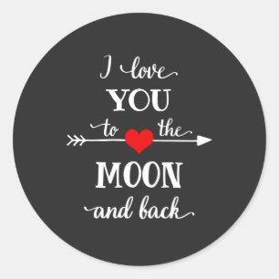 Pegatina Redonda Me encanta la luna personalizada y volver