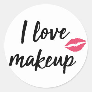Pegatina Redonda Me encanta la maquillaje
