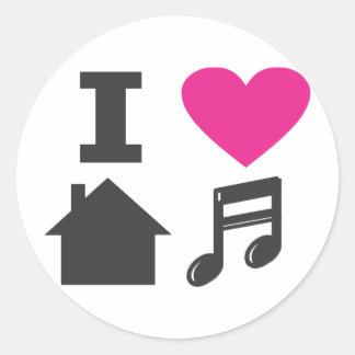 Pegatina Redonda Me encanta la música de casa
