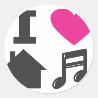 Pegatina Redonda Me encanta la música de casa