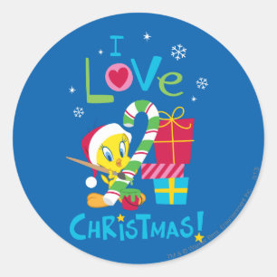 Pegatina Redonda Me encanta la Navidad - TWEETY™