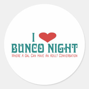 Pegatina Redonda me encanta la noche de bunco