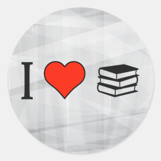 Pegatina Redonda Me Encanta La Pila De Libros