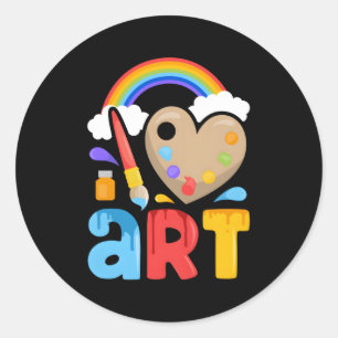 Pegatina Redonda Me Encanta La Pintura Colorida De Pintor