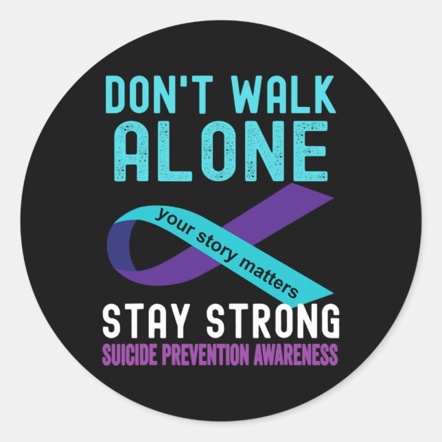 Pegatina Redonda Me encanta la prevención del suicidio Verde azulad (Anverso)