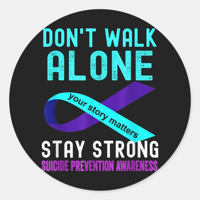 Pegatina Redonda Me encanta la prevención del suicidio Verde azulad (Anverso)