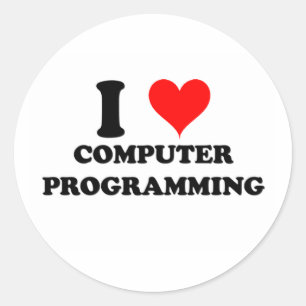 Pegatina Redonda Me encanta la programación de computadoras