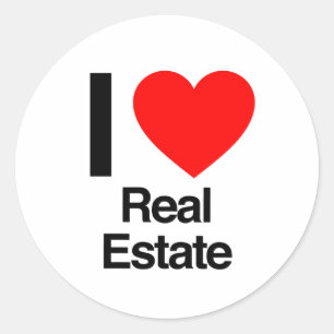 Pegatina Redonda me encanta la propiedad inmobiliaria