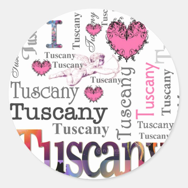 Pegatina Redonda Me encanta la Toscana (Anverso)