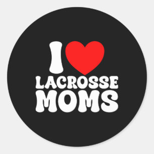 Pegatina Redonda Me encanta Lacrosse Moms Heart Funny Lax Lacrosse 