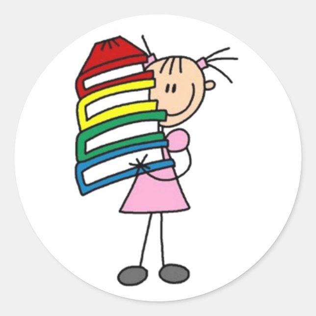 Pegatina Redonda Me Encanta Leer Figura De Palo (Anverso)