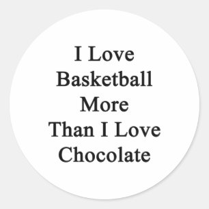 Pegatina Redonda Me Encanta Más El Baloncesto Que El Chocolate