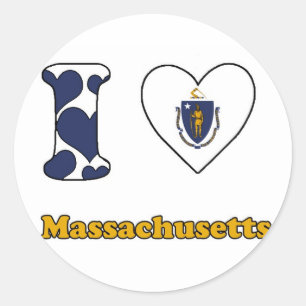 Pegatina Redonda Me encanta Massachusetts