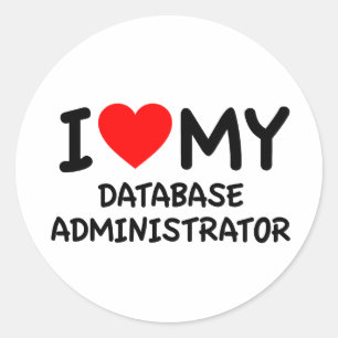Pegatina Redonda Me encanta mi administrador de bases de datos