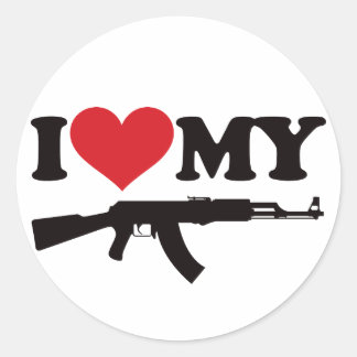 Pegatina Redonda Me encanta mi AK47