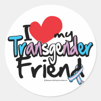 Pegatina Redonda Me encanta mi amigo transgénero