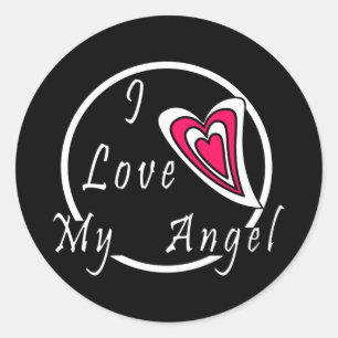 Pegatina Redonda Me encanta mi ángel